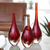 Handblown art glass vases, 'Levitating Scarlet' (set of 3) - Red Murano Inspired Art Glass Vase (image 2b) thumbail
