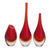 Handblown art glass vases, 'Levitating Scarlet' (set of 3) - Red Murano Inspired Art Glass Vase (image 2f) thumbail