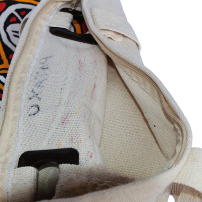 Hand-painted cotton backpack, 'Pataxo Legacy' - Pataxo Style Cotton Backpack