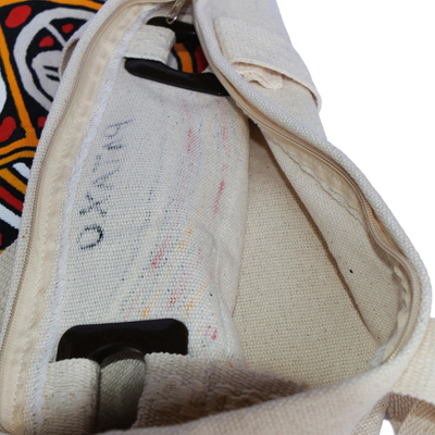 Hand-painted cotton tote bag, 'Pataxó Pride' - Handcrafted Tote Bag from Brazil