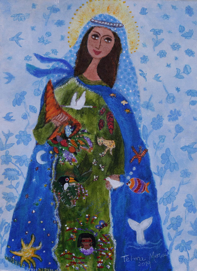 Signed Acrylic Painting of Virgin of Charity