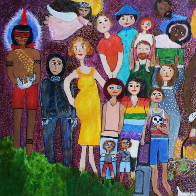 Menschlichkeit in der Diaspora - Original mehrfarbige Acrylmalerei