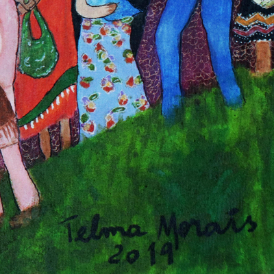 'Humanidad en la Diáspora' - Pintura acrílica multicolor original.