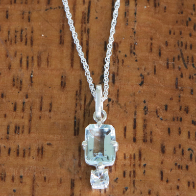 Blue and white topaz pendant necklace, Piece of the Sky