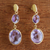 Gold-plated amethyst dangle earrings, 'Brilliant Revelation' - Ten Carat Amethyst Earrings thumbail