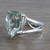 Prasiolite solitaire wrap ring, 'Spiritual Soul' - Pear-Shaped Prasiolite Ring thumbail