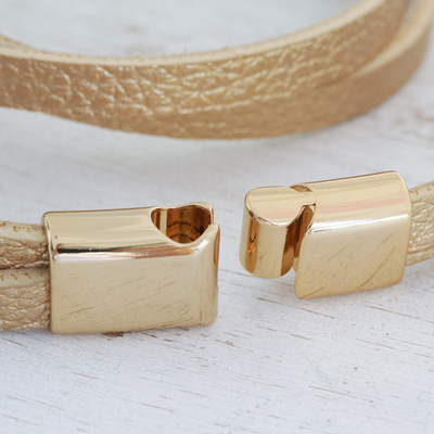 Goldfarbenes leder-wickelarmband, 'summer gold' - goldenes leder-wickelarmband