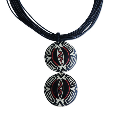 Gourd pendant necklace, 'Tribal Color' - Natural Carved Gourd Necklace