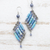 Recycled paper and sodalite dangle earrings, 'Eco Diamonds' - Sodalite and Recycled Paper Eco-Friendly Earrings thumbail