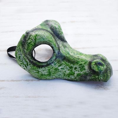 Leather mask, 'Alligator' (9 inch) - Hand Painted Leather Alligator Mask (9 Inch)