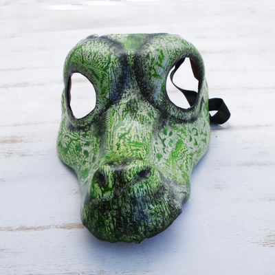 Leather mask, 'Alligator' (9 inch) - Hand Painted Leather Alligator Mask (9 Inch)