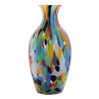 Unique Murano Inspired Glass Vase Handblown in Brazil