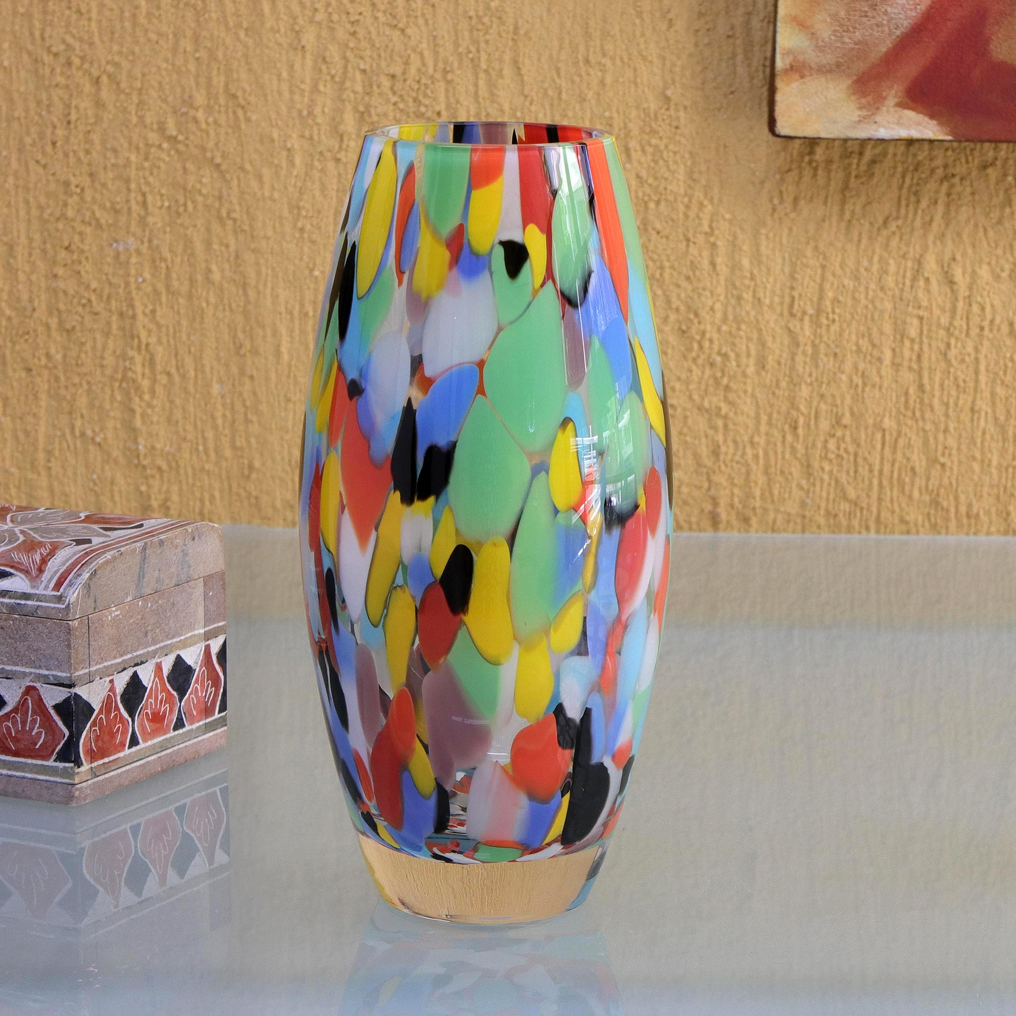 UNICEF Market | Unique Murano Inspired Glass Vase (9 inch) - Carnival ...