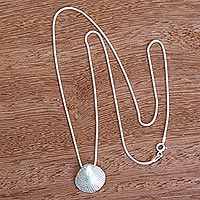 Silver pendant necklace, 'Petite Shell'