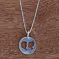 Silver pendant necklace, 'He and She'