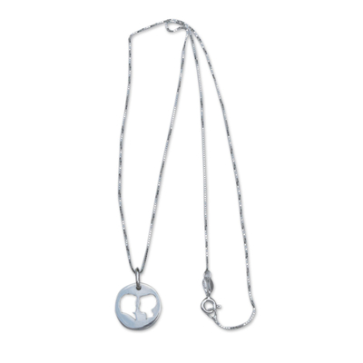 Silberne Halskette mit Anhänger - Paar-Silhouette-Halskette