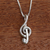 Silver pendant necklace, 'On Pitch' - Treble Clef Silver Necklace thumbail