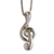 Silver pendant necklace, 'On Pitch' - Treble Clef Silver Necklace (image 2a) thumbail