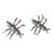 Rhodium-plated sterling silver button earrings, 'Ant Antics' - Rhodium-Plated Ant Earrings