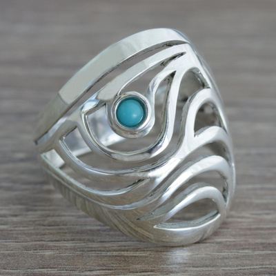 Silver cocktail ring, 'Ipanema Surf' - Contemporary 950 Silver Cocktail Ring