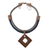 Ceramic pendant necklace, 'Tribal Key' - Adjustable Ceramic Statement Necklace (image 2a) thumbail