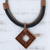 Ceramic pendant necklace, 'Tribal Key' - Adjustable Ceramic Statement Necklace (image 2c) thumbail
