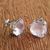 Rose quartz stud earrings, 'Heart of Light' - Brazil Heart-Shaped Rose Quartz Stud Earrings thumbail