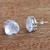 Rose quartz stud earrings, 'Heart of Light' - Brazil Heart-Shaped Rose Quartz Stud Earrings (image 2b) thumbail