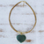 Quartz and golden grass pendant necklace, 'Whole Heart' - Golden Grass Necklace with Green Quartz thumbail