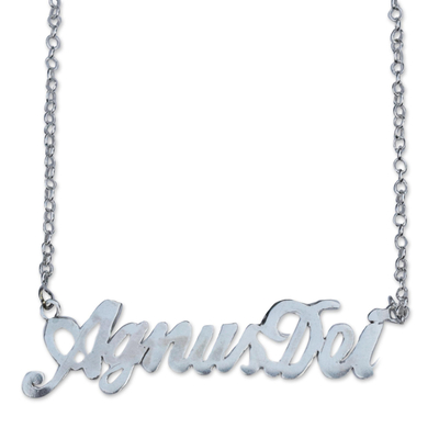 Sterlingsilber-Anhänger-Halskette, 'Agnus Dei' - Kunsthandwerklich gefertigte Halskette mit christlichem Thema