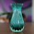 Handblown art glass bud vase, 'Crystalline Forest' - Murano Inspired Green Handblown Brazilian Art Glass Dud Vase