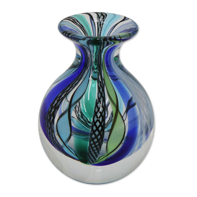 Petite mundgeblasene Kunstglas-Knospenvase, 'Carnival Color' - Petite mundgeblasene Murano inspirierte Kunst Glas Knospe Vase