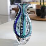 Handblown art glass vase, 'Colors of Rio' - Collectible Handblown Murano Inspired Art Vase