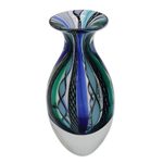 Handblown art glass vase, 'Colors of Rio' - Collectible Handblown Murano Inspired Art Vase