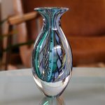 Handblown art glass vase, 'Colors of Rio' - Collectible Handblown Murano Inspired Art Vase