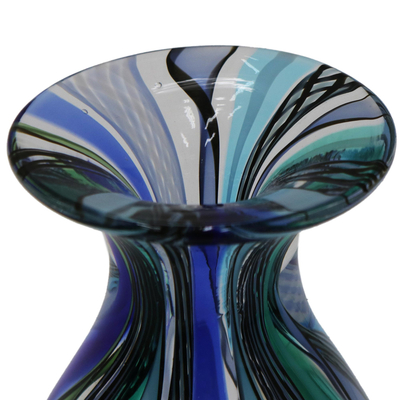 Handblown art glass vase, 'Colors of Rio' - Collectible Handblown Murano Inspired Art Vase
