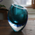Handblown art glass vase, 'Ocean Sigh' (8 inch) - 8 Inch Murano Inspired Handblown Turquoise Art Glass Vase (image 2b) thumbail