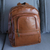 Leather backpack, 'Champion in Spice Brown and Orange' - Spice Brown and Orange Leather Padded Backpack from Brazil