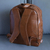 Leather backpack, 'Champion in Spice Brown and Orange' - Spice Brown and Orange Leather Padded Backpack from Brazil