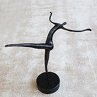 Bronze sculpture, 'Dancer in the Dark' - Bronze Sculpture of Female Figure Dancing from Brazil