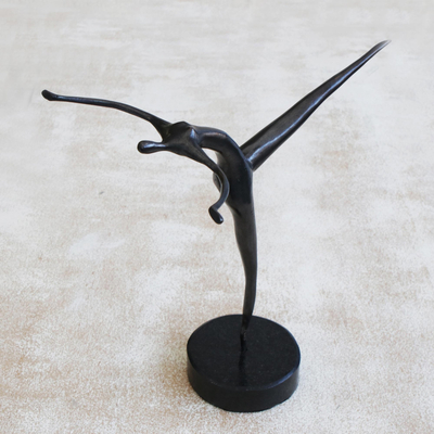 NOVICA Metallic Modern Bronze Sculpture 7.5 Tall 'in Balance'