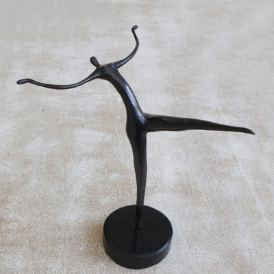 Bronze sculpture, 'Dancer in the Dark' - Bronze Sculpture of Female Figure Dancing from Brazil