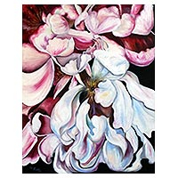 'Sweet Magnolias' - Pintura al óleo expresionista original de Magnolias