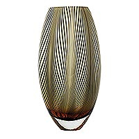 Handblown art glass vase, 'Curving Amber Palm Leaves'