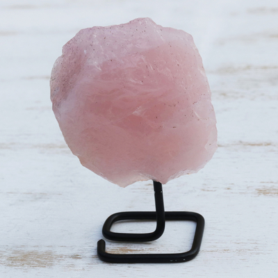 Mini escultura de cuarzo rosa - Escultura de pie de cuarzo rosa natural pequeño de Brasil