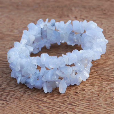 Chalcedony beaded bracelets, 'Summer Spell' (set of 3) - Blue Chalcedony Beaded Bracelets (Set of 3) from Brazil