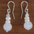 Cultured pearl and agate beaded dangle earrings, 'Snow Belle' - White Agate and Cultured Pearl Earrings (image 2) thumbail