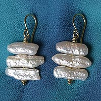 Cultured pearl dangle earrings, 'Boardwalk'