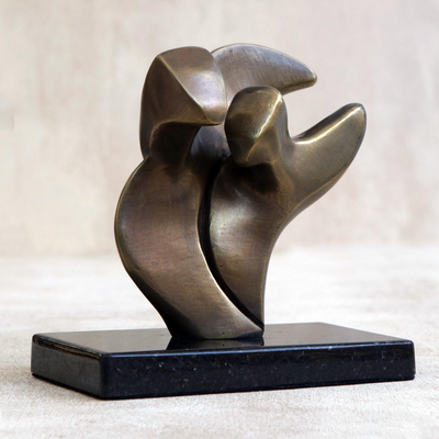 Bronze sculpture, 'Flight' (2021) - Bronze Sculpture of Flying Abstract Figure from Brazil