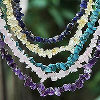Gemstone beaded necklaces, Five Graces (Set of 5)